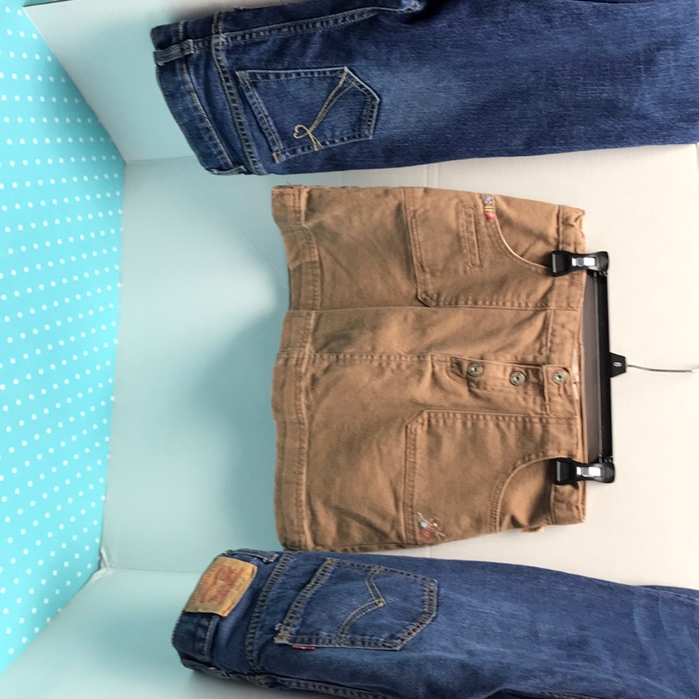 Girls 14 bundle. 2 pair jeans and 1 skirt